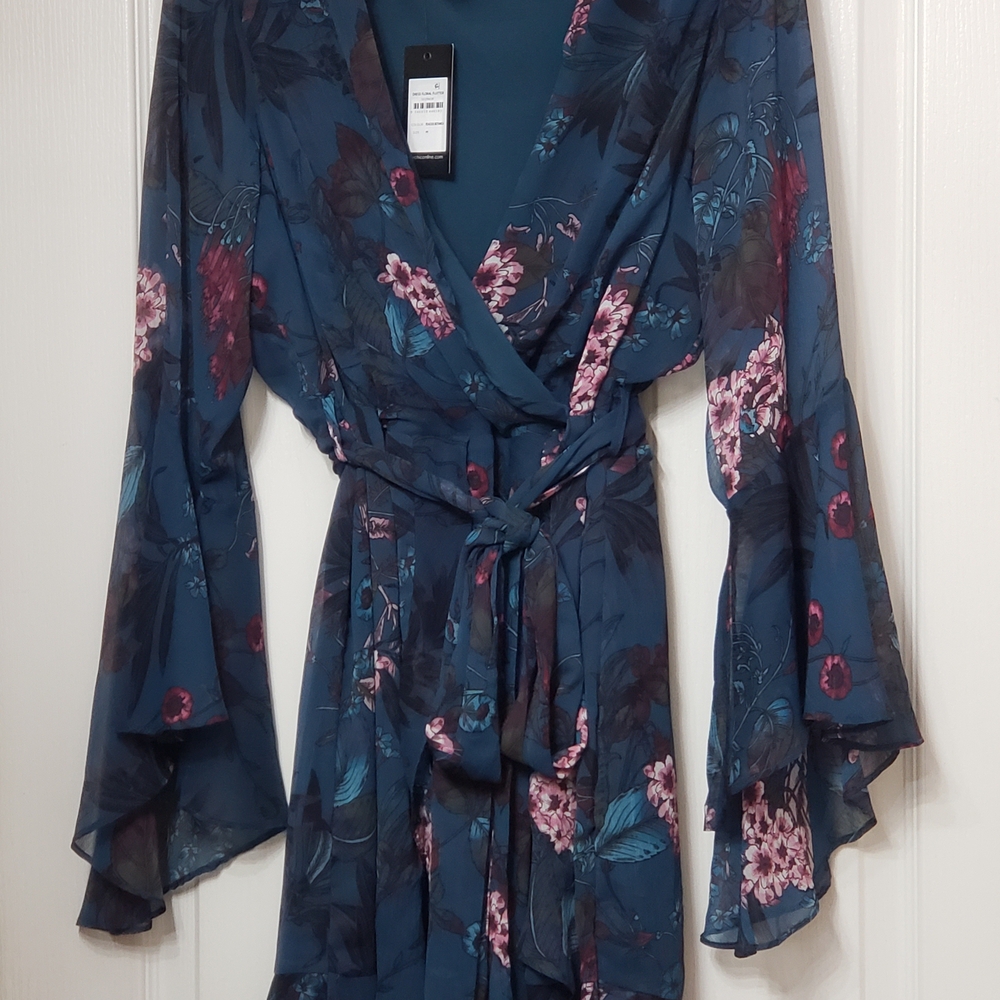 City Chic Floral Short Plus Dress Beach Boho Green Teal Pink 18 Date Night Fun
